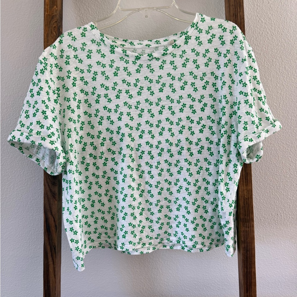 Boden Linen Crop Tee Size 8